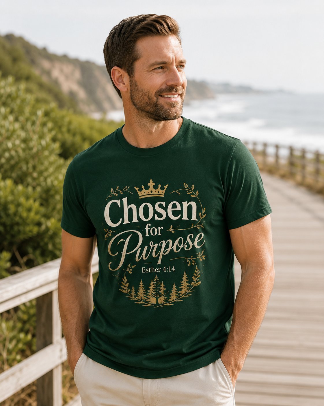 Smaragdgroen T-shirt met Chosen for Purpose