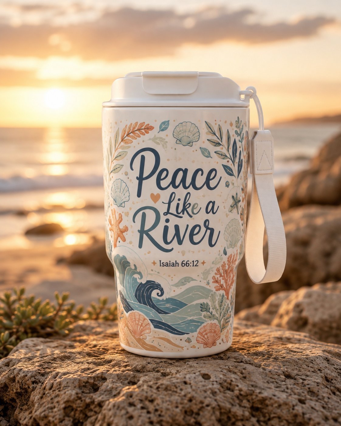 Witte beker met botanisch Peace Like a River