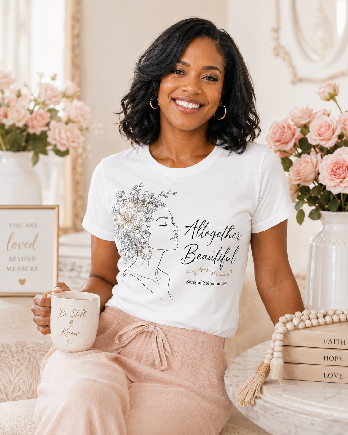 Wit T-shirt met botanisch Altogether Beautiful