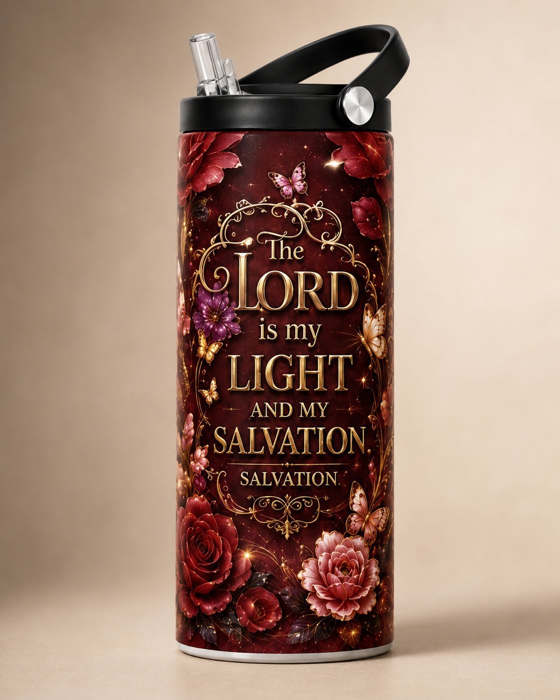 Fles met 'The Lord is my Light' design