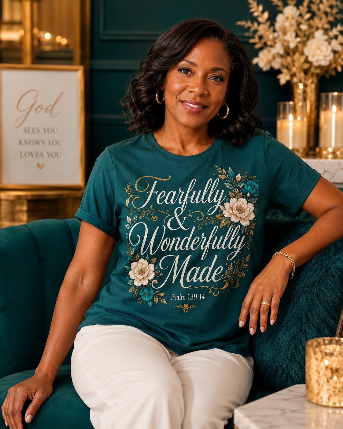 Smaragdgroen T-shirt met Fearfully Made