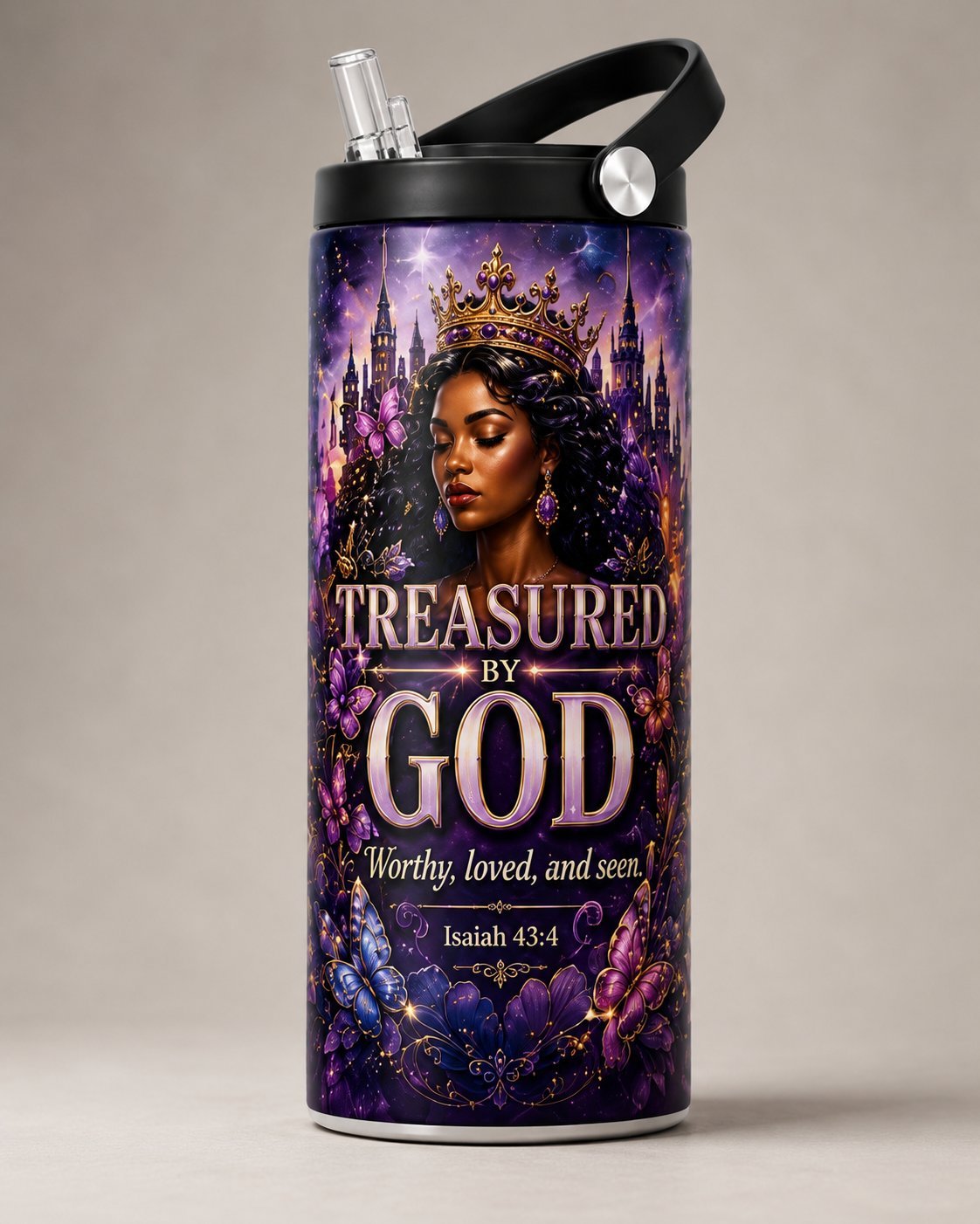 Fles met 'Treasured by God' design