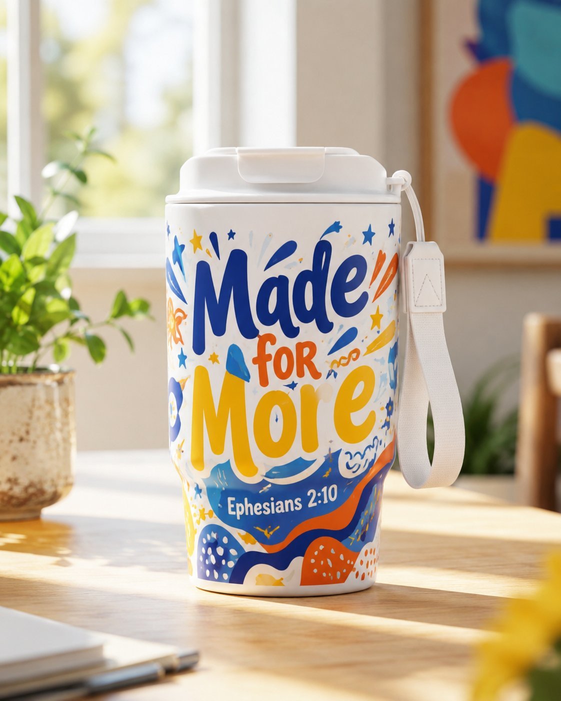 Witte travel mug met Made for More
