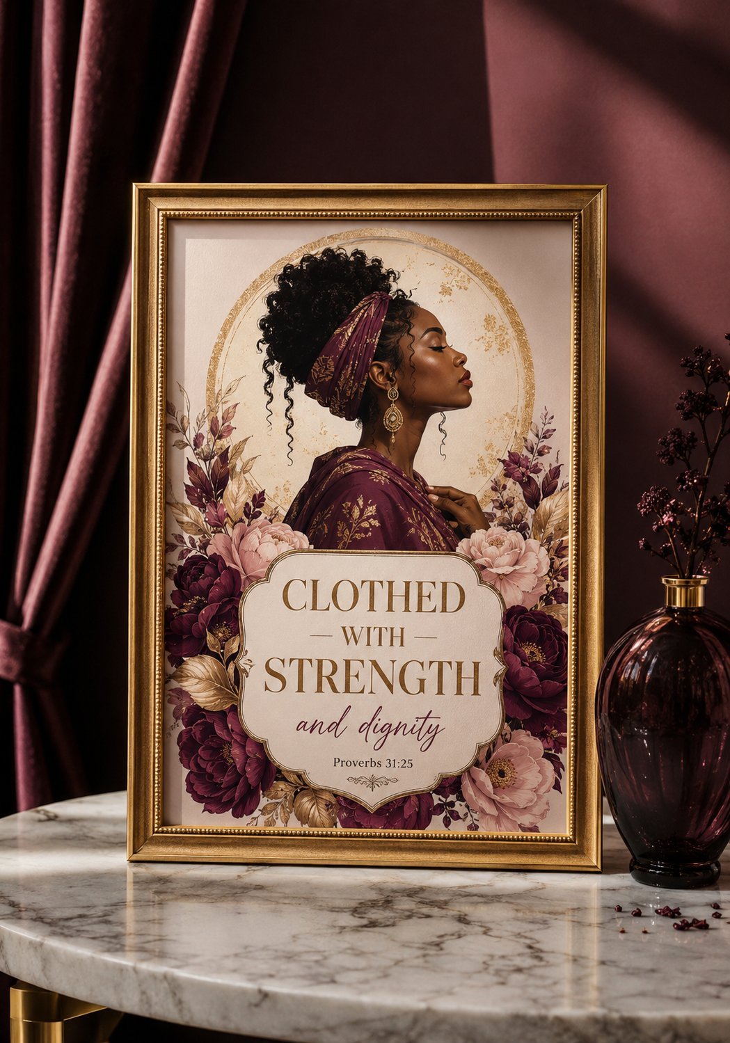 Bordeaux & Goud poster